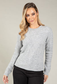 Scalloped Neck Bobble Knit Jumper