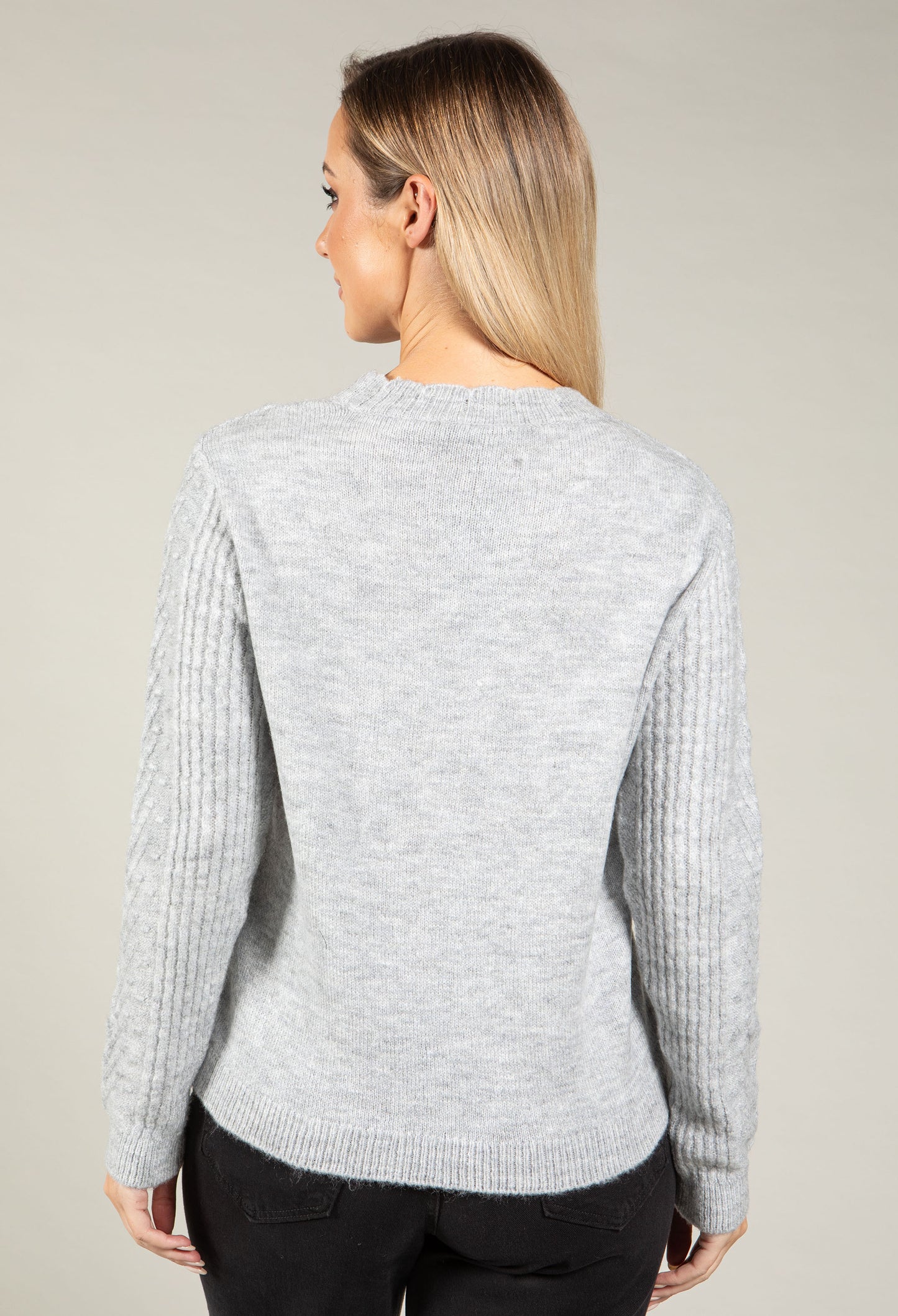 Scalloped Neck Bobble Knit Jumper