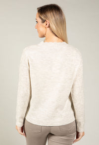 Scalloped Neck Bobble Knit Jumper