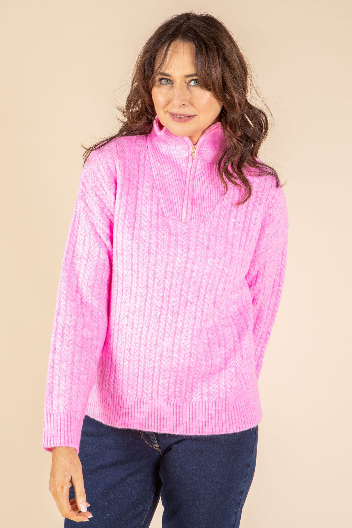 Clifden Quarter-Zip Cable Knit Jumper