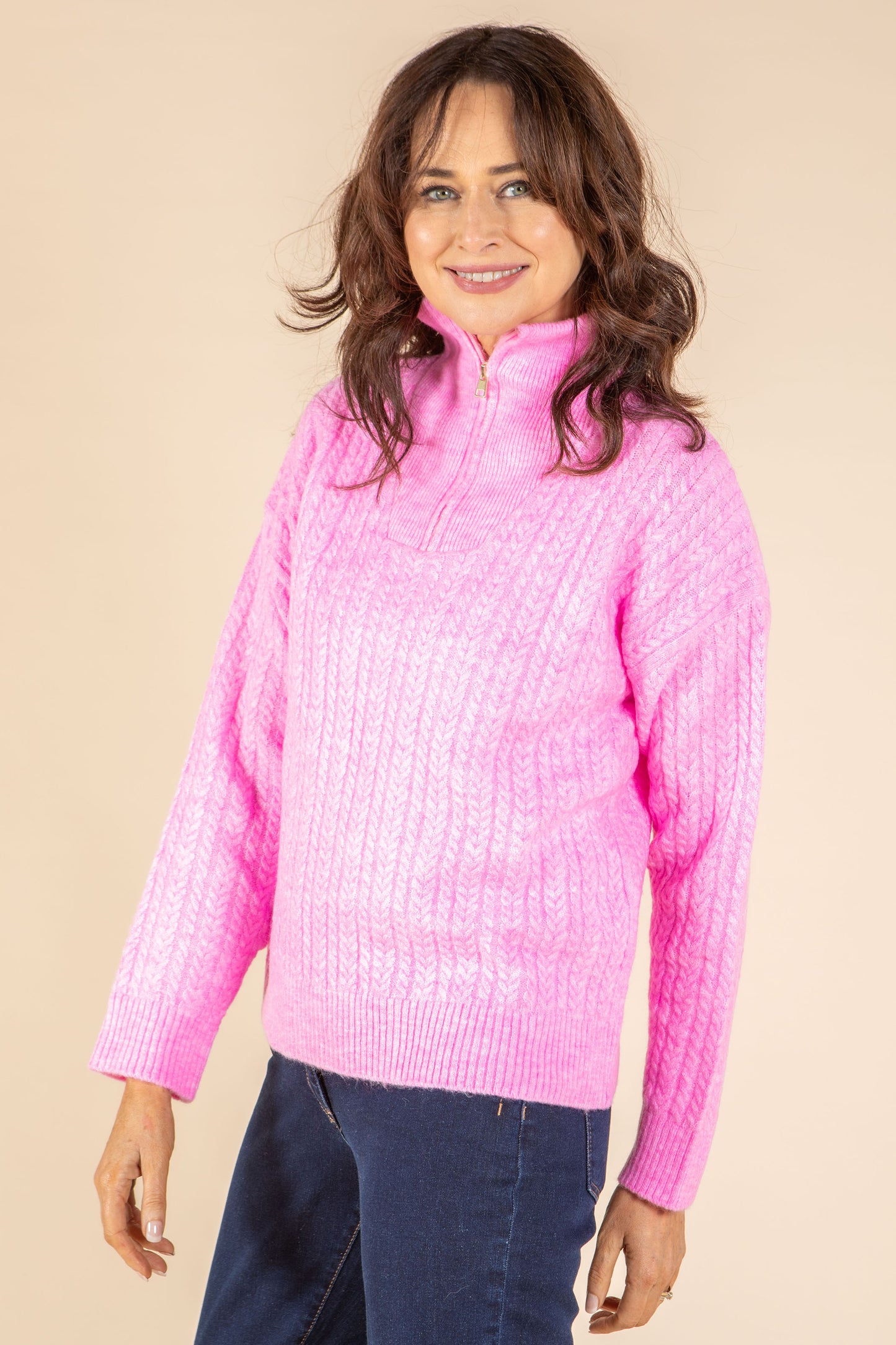 Clifden Quarter-Zip Cable Knit Jumper