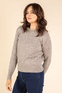 Bobble Detail Cable Knit Jumper