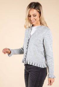 V-Neck Ruffle Detail Faux-Cardi