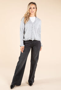 V-Neck Ruffle Detail Faux-Cardi