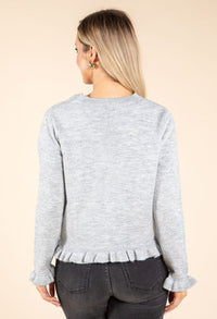 V-Neck Ruffle Detail Faux-Cardi