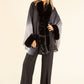 Faux Fur Trim Ombré Cape