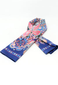 Colorful scarf with butterfly design on a white background