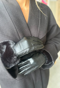 Faux-Fur Trim Gloves