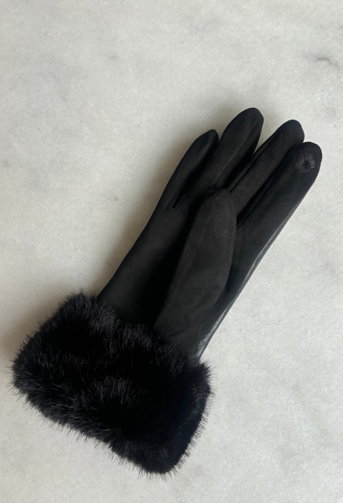 Faux-Fur Trim Gloves