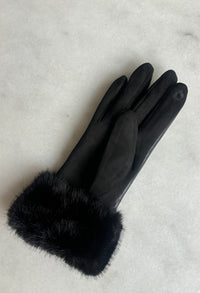 Faux-Fur Trim Gloves