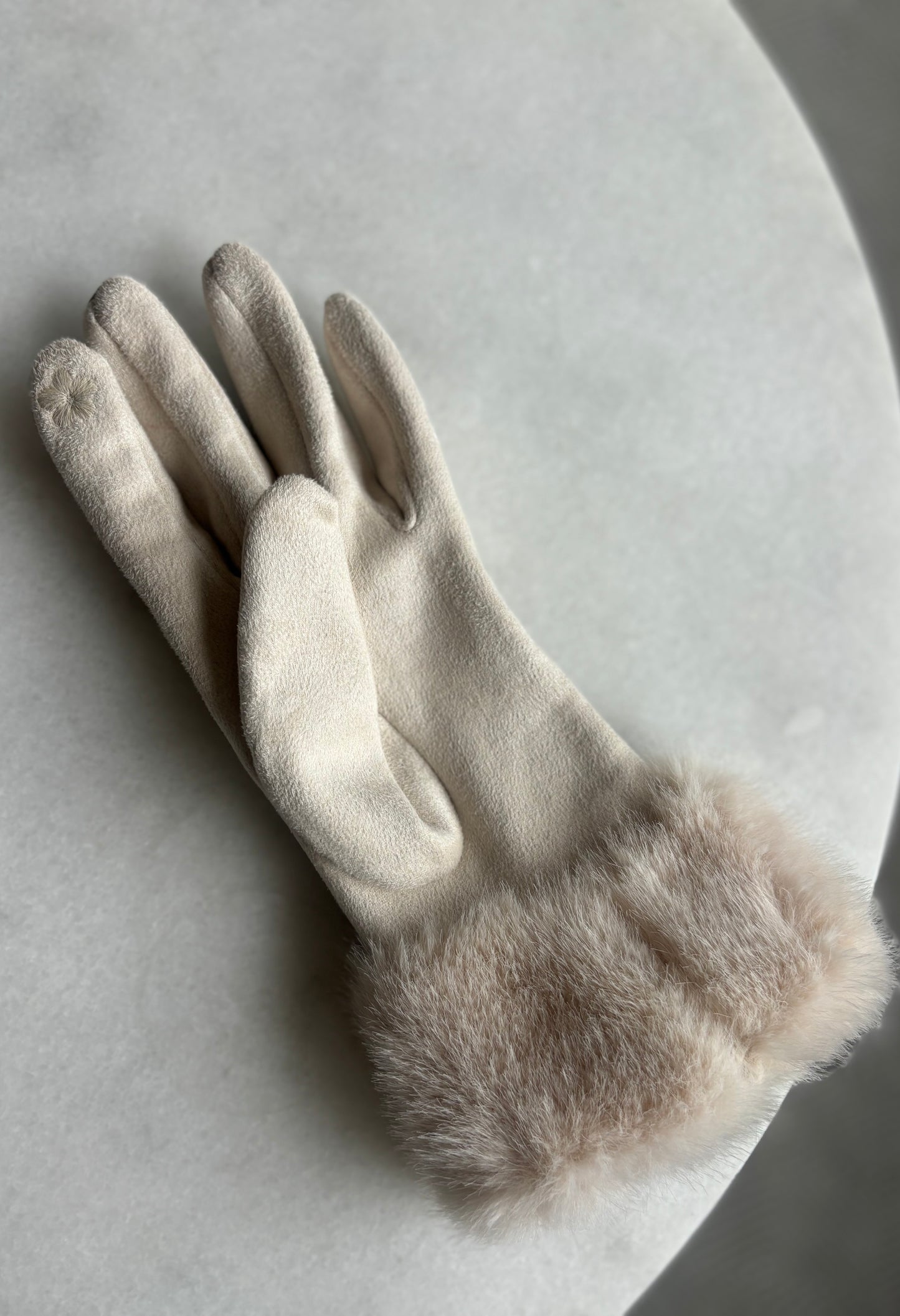 Faux-Fur Trim Gloves