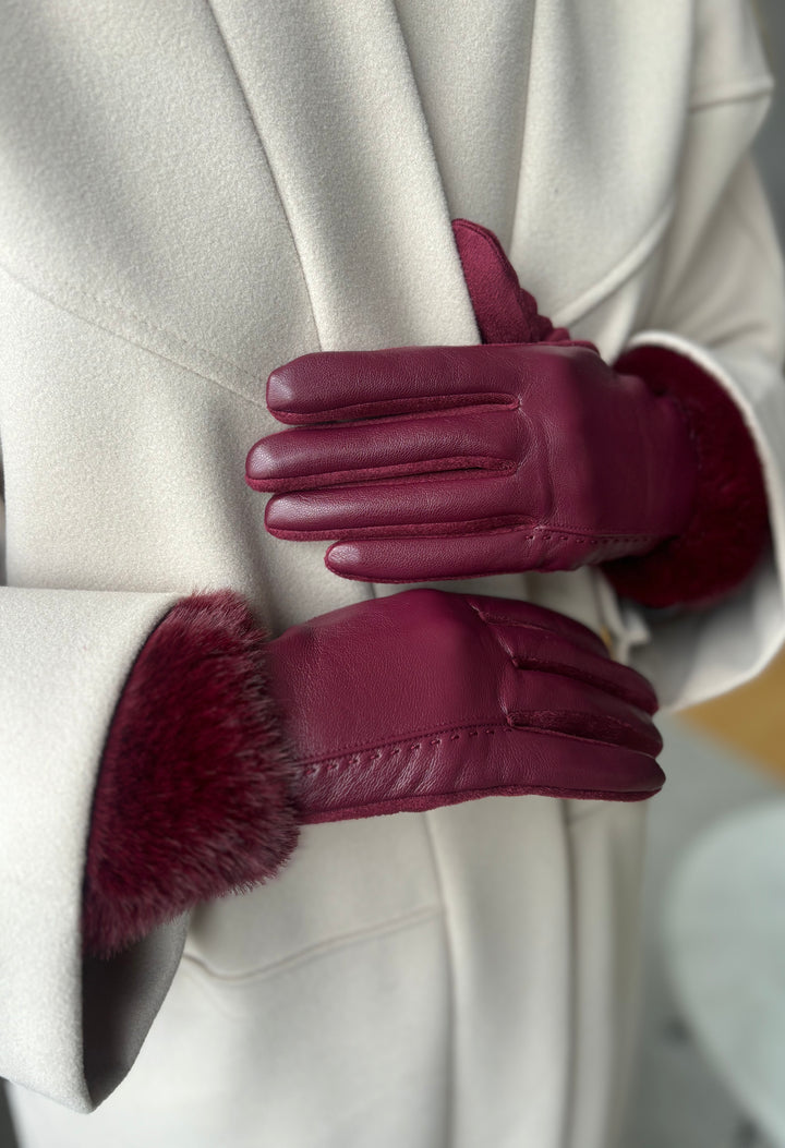 Faux-Fur Trim Gloves