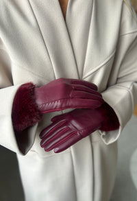 Faux-Fur Trim Gloves