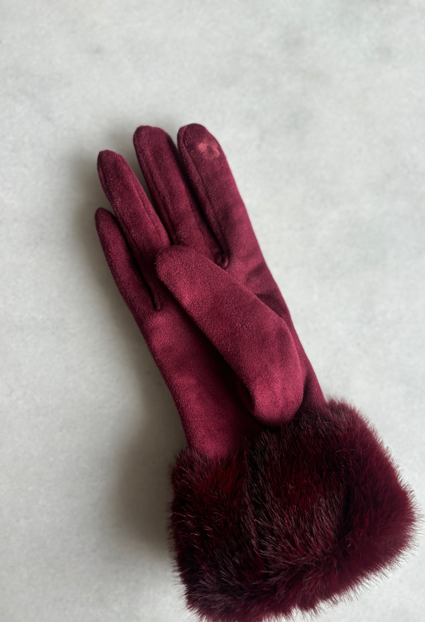 Faux-Fur Trim Gloves