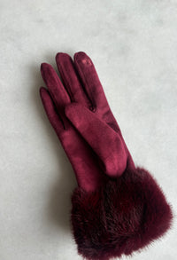 Faux-Fur Trim Gloves