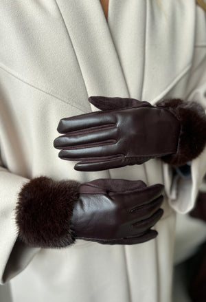 Faux-Fur Trim Gloves