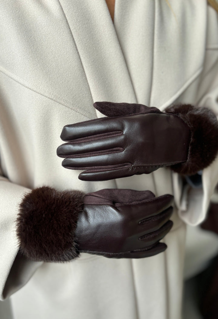 Faux-Fur Trim Gloves