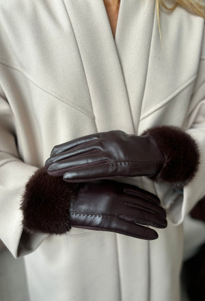 Faux-Fur Trim Gloves