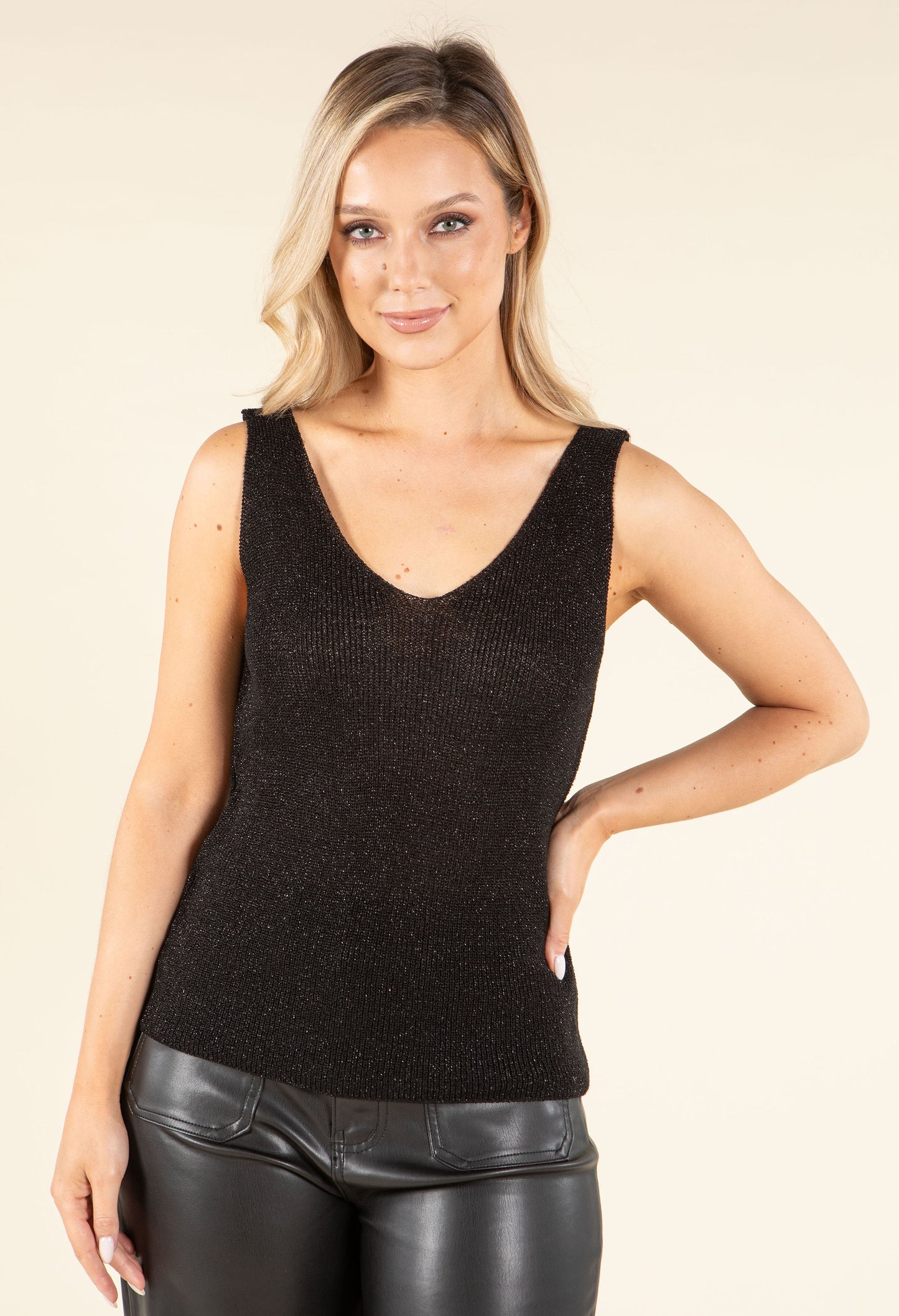Sleeveless Lurex Knit Top