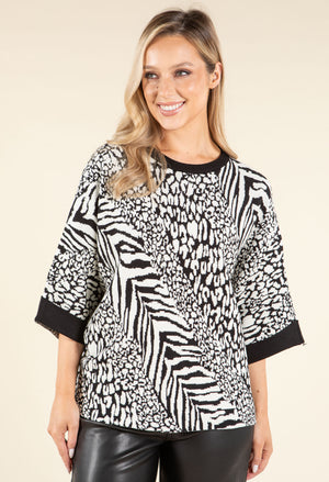 Animal Print Knit Pullover