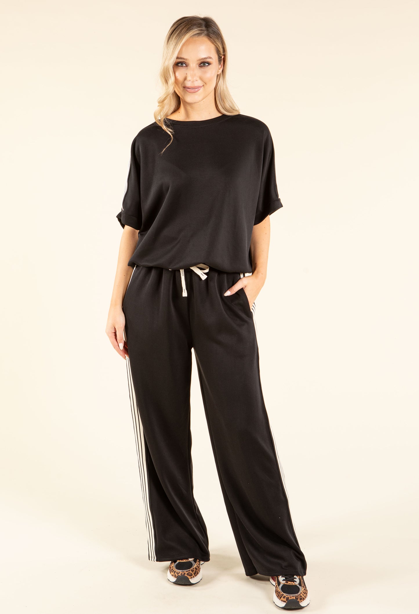 Stripe Detail Wide Joggers