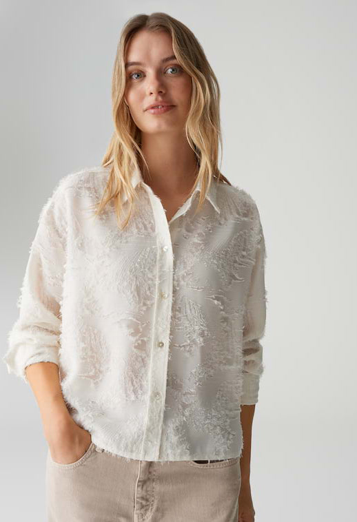 Fenima fine fil coupé pattern boxy shirt