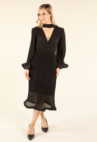 Flute Sleeve Plisse Dress