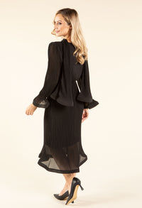 Flute Sleeve Plisse Dress