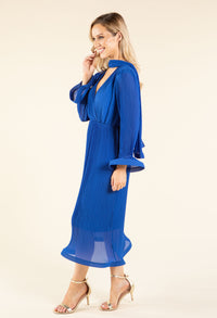 Flute Sleeve Plisse Dress