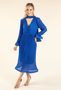 Flute Sleeve Plisse Dress