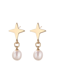 Star Pearl Drop Earrings