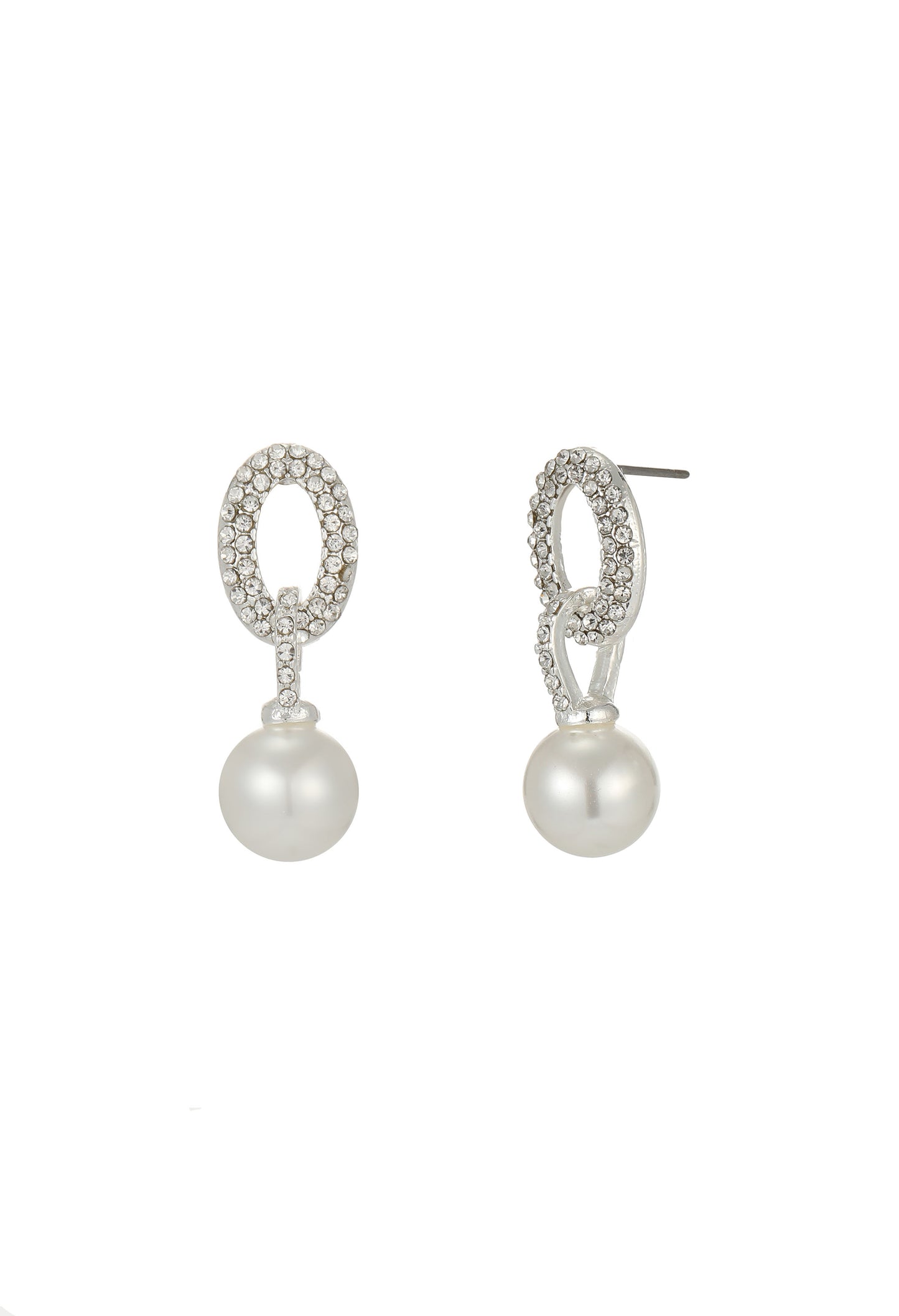 Round Diamante Pearl Drop Earrings