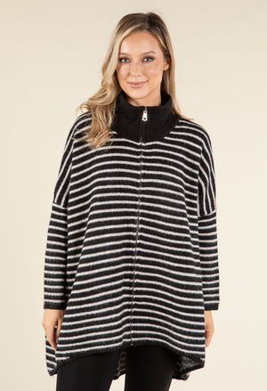 Striped Longline Knit Cardigan