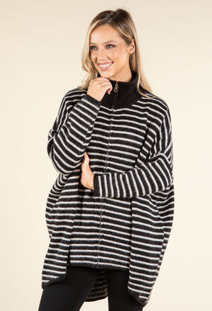 Striped Longline Knit Cardigan