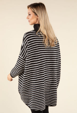 Striped Longline Knit Cardigan
