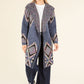 Aztec Design Longline Cardigan
