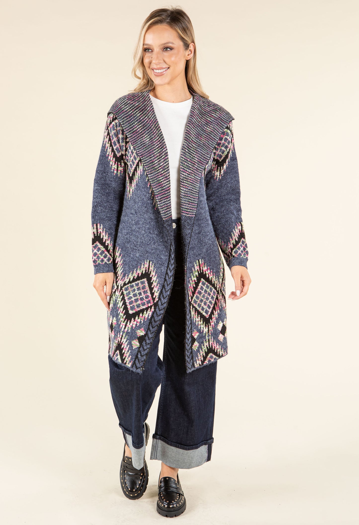 Aztec Design Longline Cardigan