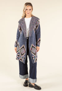 Aztec Design Longline Cardigan