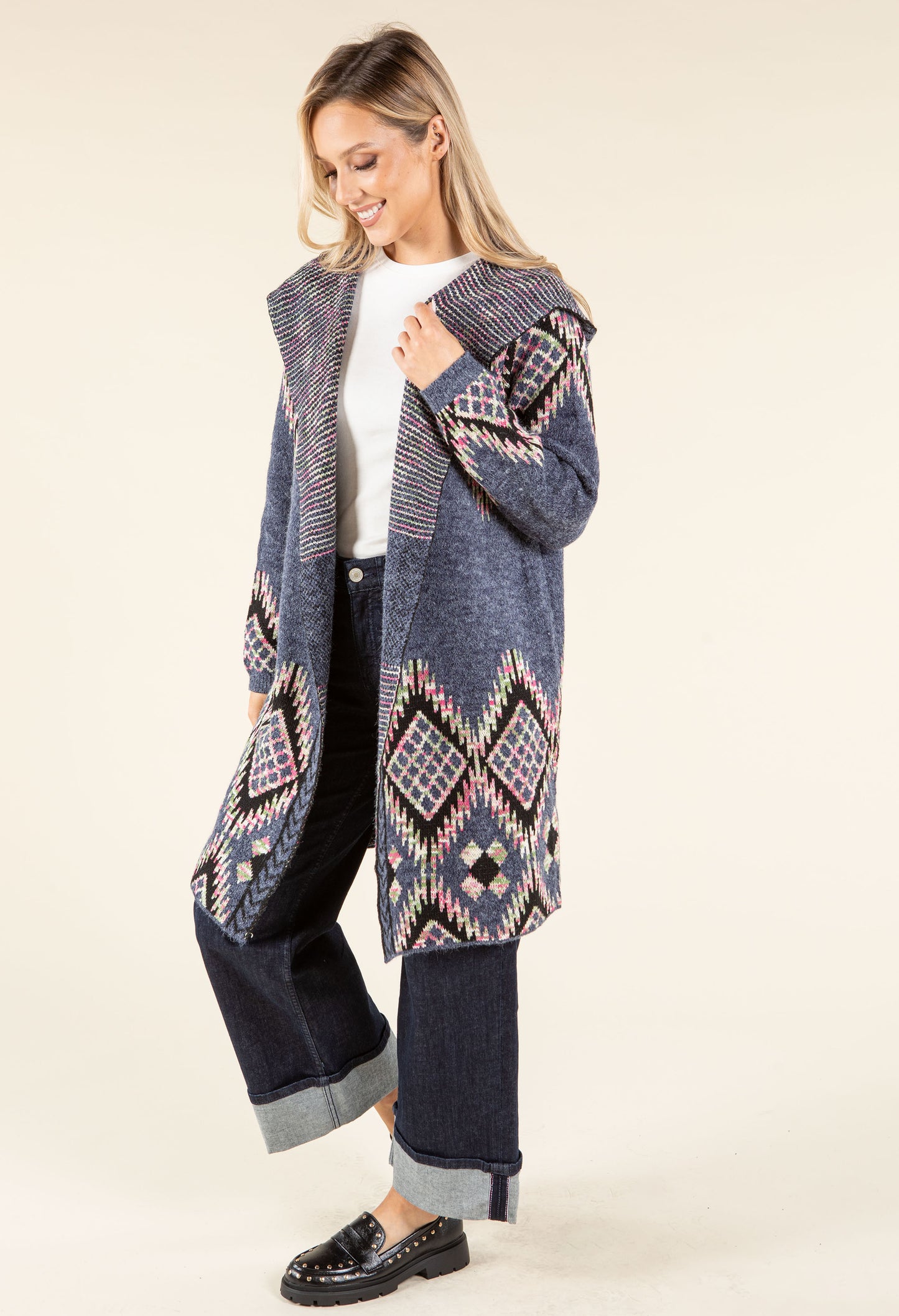 Aztec Design Longline Cardigan