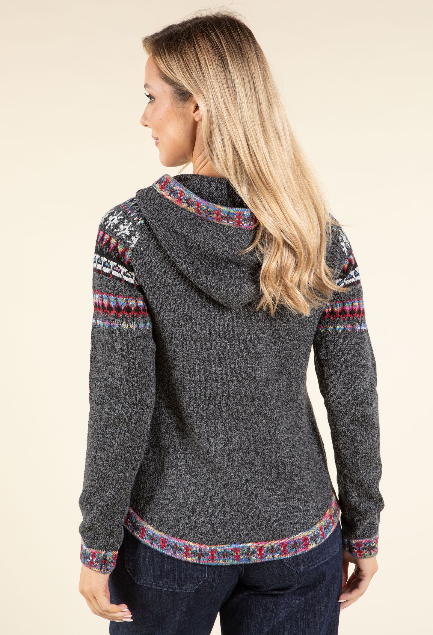 Fair Isle Design Knit Hoodie