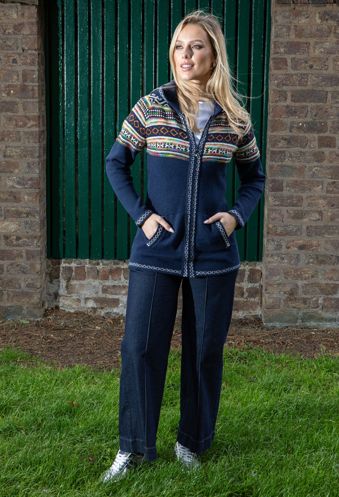 Fair Isle Hooded Knit Cardigan