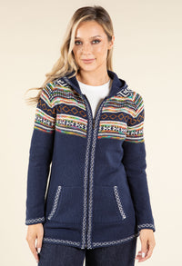 Fair Isle Hooded Knit Cardigan