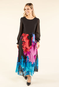 Feather Design Belted Dress