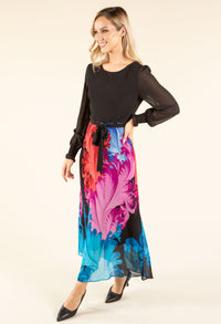 Feather Design Belted Dress