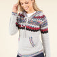 Fair Isle Design Knit Hoodie