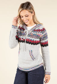 Fair Isle Design Knit Hoodie