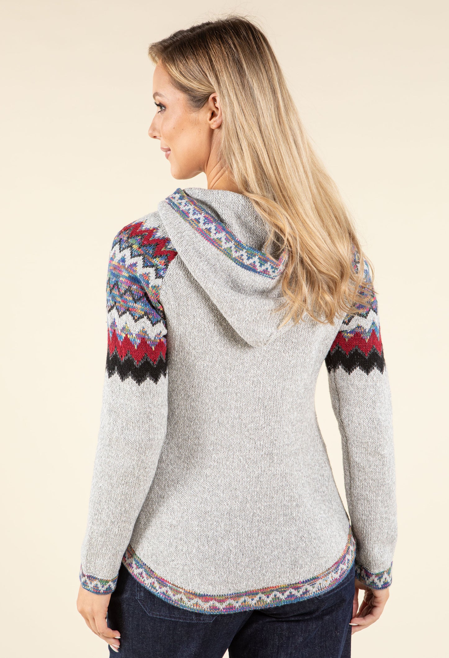 Fair Isle Design Knit Hoodie