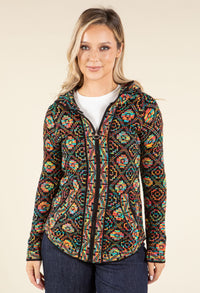 Ethnic Design Hooded Knit Cardigan