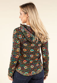 Ethnic Design Hooded Knit Cardigan
