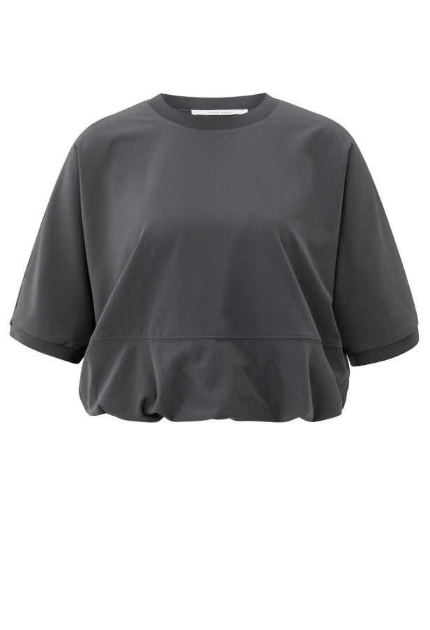 Short sleeve top with balloon hem